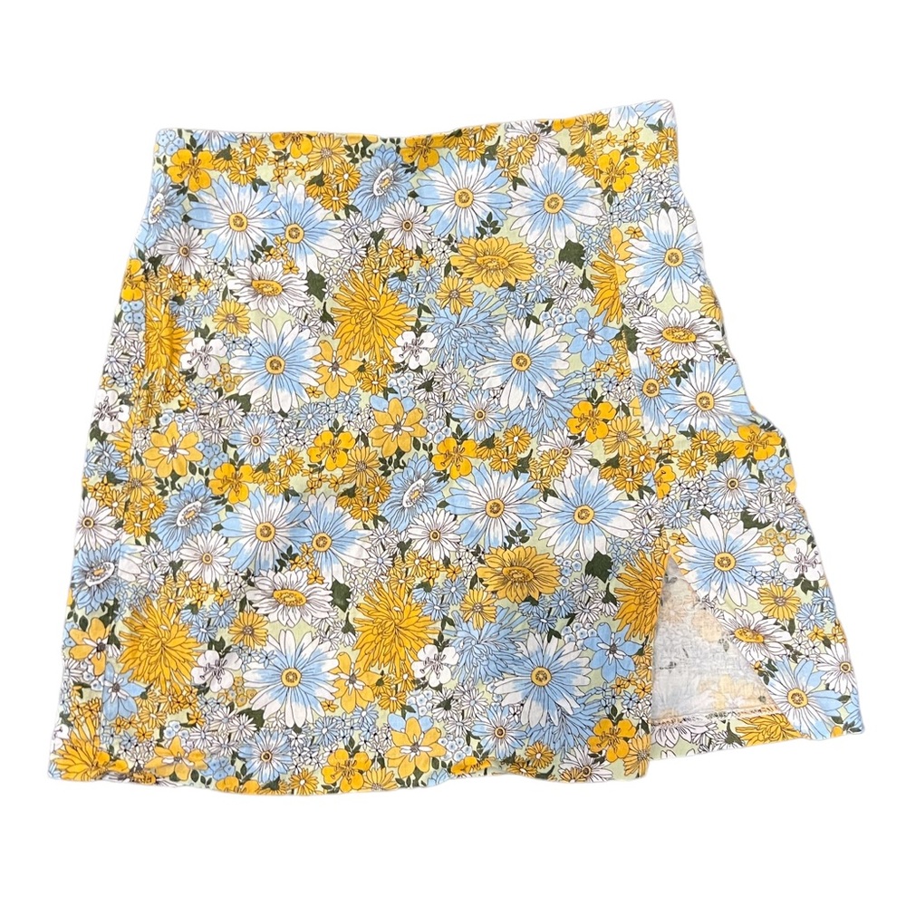 Urban Outfitters Blue & Yellow Floral Mini Skirt Size XS